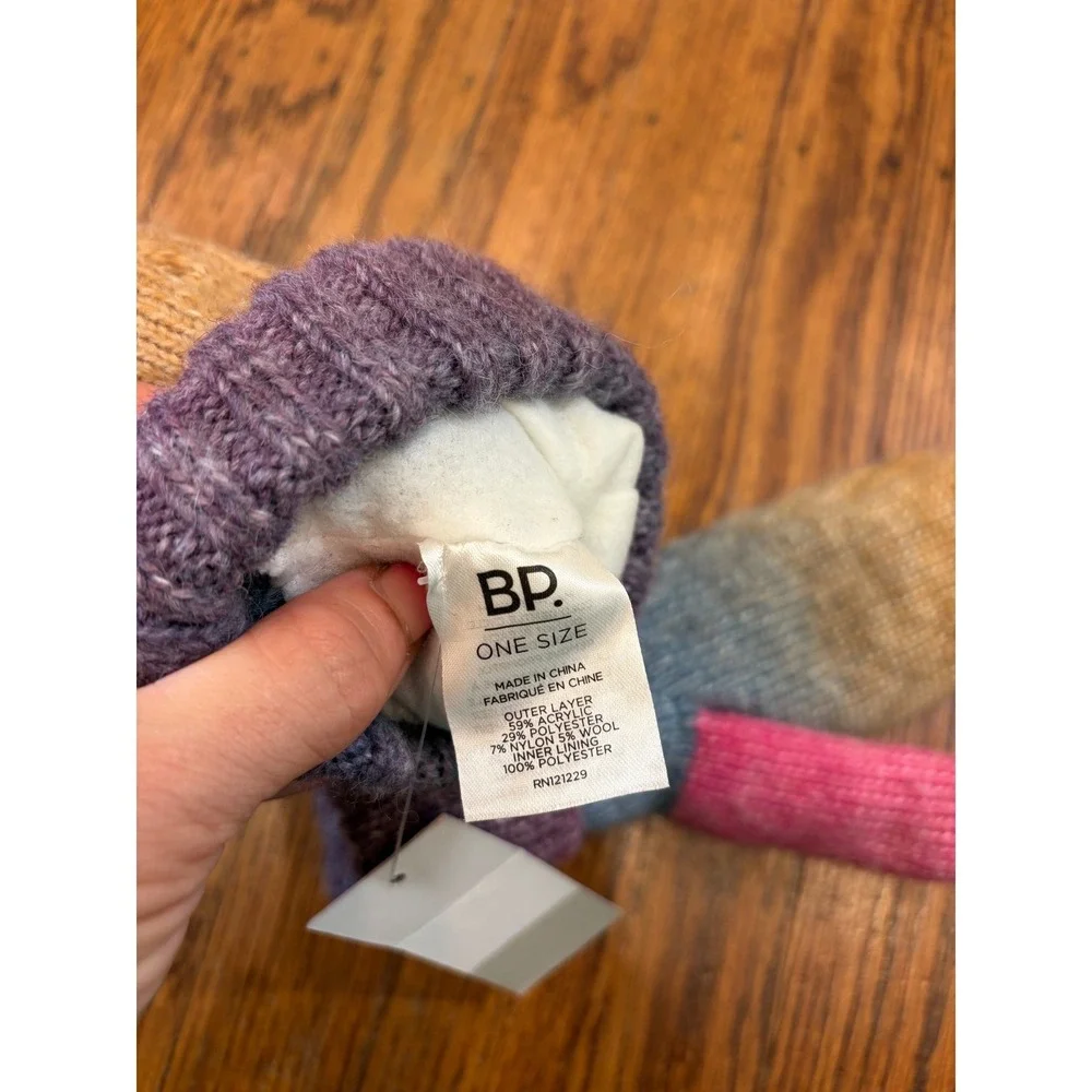 BP Ombre Cable Knit Mittens Purple Blue Orange Fleece Lined NWT Cozy